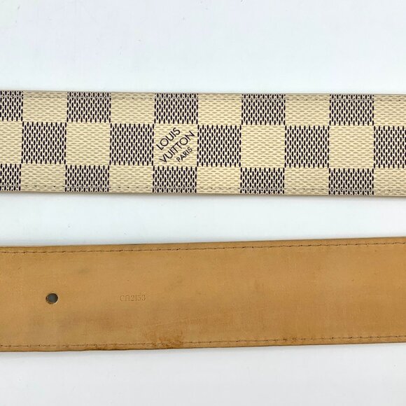 Louis Vuitton Color-Block Logo Buckle Checkered Pattern Leather Belt - Picture 7 of 9